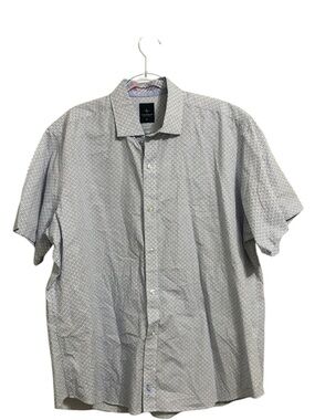 TAILORBYRD SZ XL MOTIF PRINT SHORT SLEEVE BUTTON DOWN